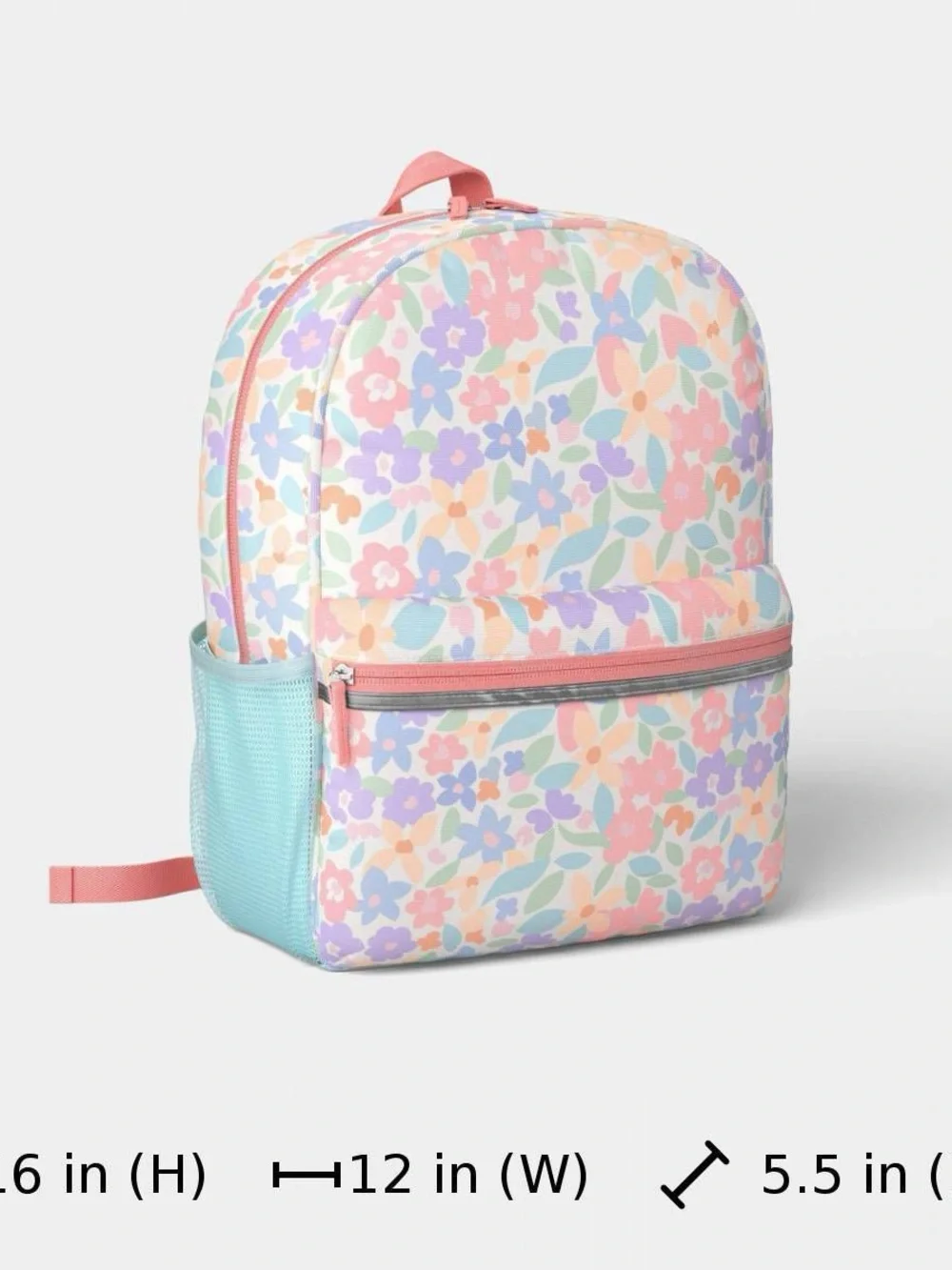 Kids Floral Pastel Backpack - Pink & Mint T